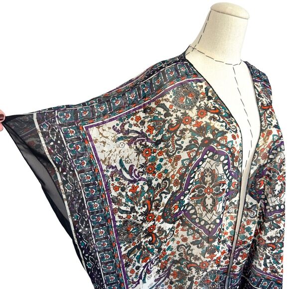 American Rag Multicolor Cardigan 100% Polyester Sheer Dolman Cover Up Size S/M - Picture 2 of 6